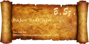 Bajcs Szénia névjegykártya